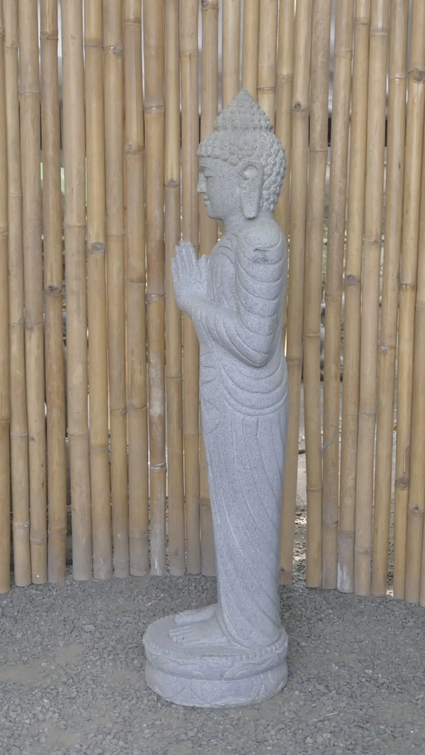  Product image 3 of the product “Standing Buddha made of Riverstone, position Namaskara , H. 120cm. ”